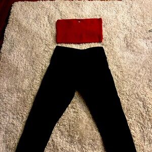 Brand New Black Fila Leggings And Red Fila Bandeou Top